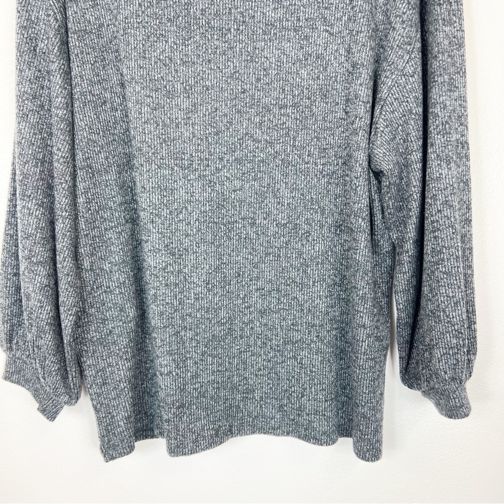 Daily Ritual Ribbed Long Lantern Sleeve Top NWT Charcoal Gray Size Large - Picture 7 of 10